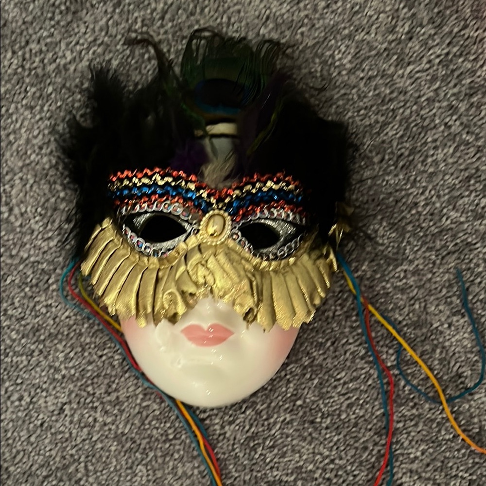 Gold and Black Feathered Masquerade Mask